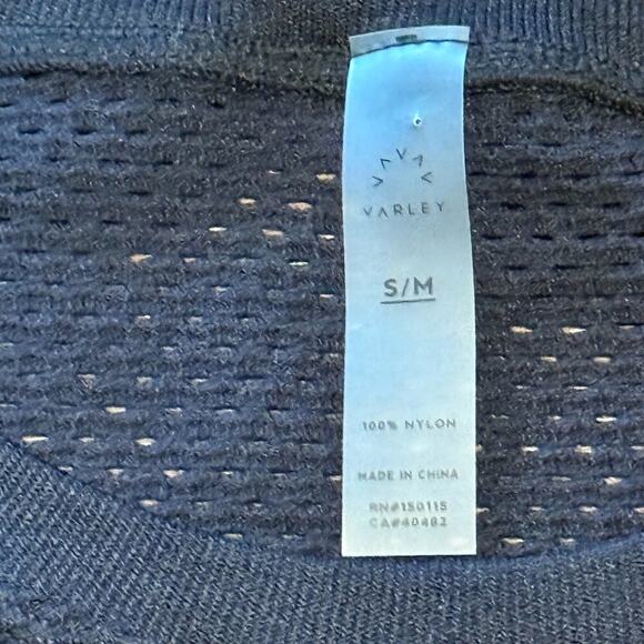 Varley Black Mesh Nylon Crop Top Womens S/M Athleisure Activewear NWOT - Picture 2 of 9